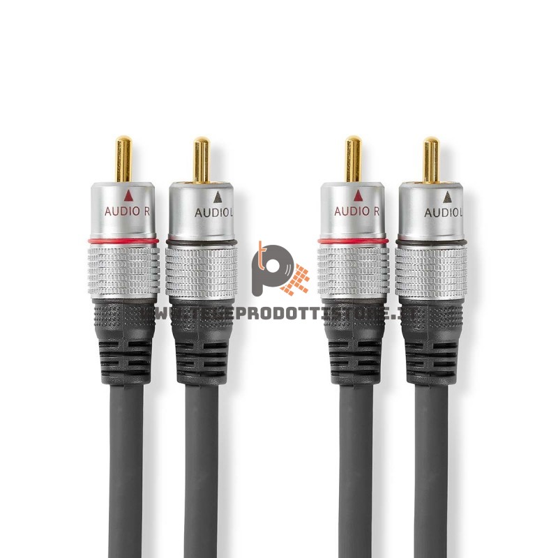 Cavo RCA stereo HIFI schermato di alta qualità 80 cm. contatti dorati