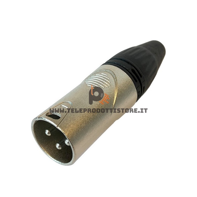 NXZZ002P Zzipp Connettore canon XLR 3 poli maschio cromato per DMX o segnale audio