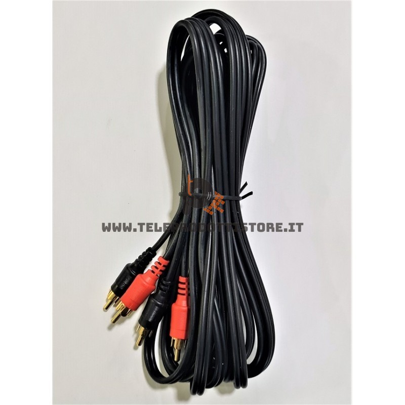 Cavo RCA stereo segnale audio 5 m. di collegamento schermato maschio