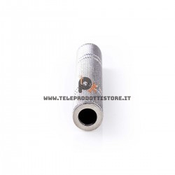 Connettore giunto Jack 6.3 stereo in metallo cromato per prolunga femmina