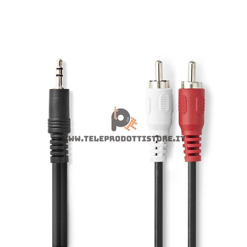 Cavo ad Y sdoppiatore Jack 3,5 su doppio RCA maschio 1,5 m. collegamento aux PC mixer