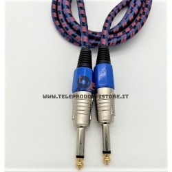 Cavo Jack 6,3 mm. telato 1,5 mt. per chitarra basso mono sbilanciato