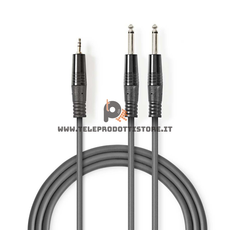 Cavo ad Y sdoppiatore Jack 3,5 su doppio jack 6,3 1,5 metri collegamento PC mixer