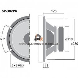 SP-302PA Monacor Woofer 200W 8 Ohm 12" 300mm SPH302PA