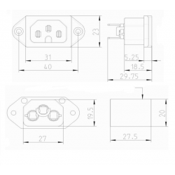 Presa di alimentazione IEC C16 VDE maschio da pannello 3 poli HIFI Teleprodotti 5 - Teleprodotti 