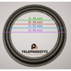 BRP055 Sospensione di ricambio per woofer midrange in foam bordo 55 mm. 5,5 cm.