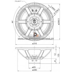 12PR320 Faital PRO Woofer altoparlante 12" 600W 8Ohm