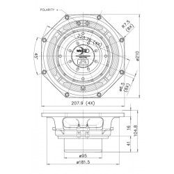 8RS340 Faital PRO Woofer altoparlante 8" 600W 8Ohm