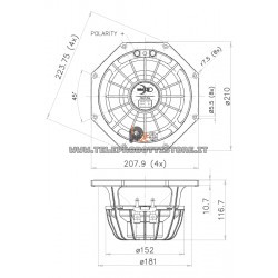 W8N8-150 Faital PRO Woofer altoparlante 8" 300W 8Ohm