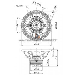 12HX500 Faital PRO Woofer altoparlante 12" 800W 8Ohm 12HX500-8