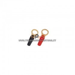 Coppia di capicorda ad anello occhiello placcato oro terminali 6AGW 13 mm.