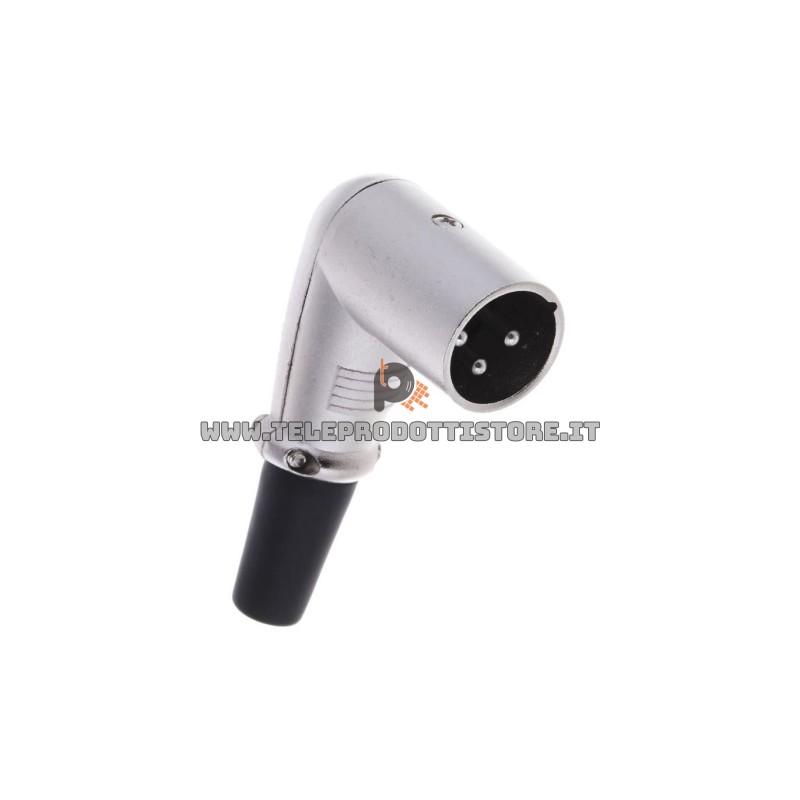 Connettore canon XLR 3 poli curvo 90° angolo maschio segnale audio
