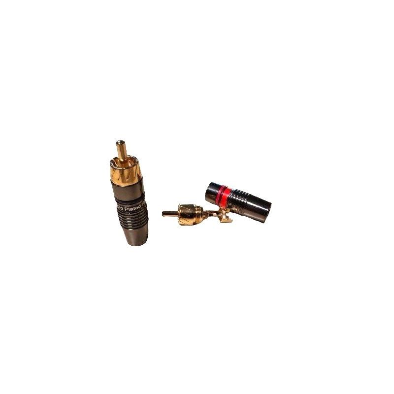Coppia Connettori RCA placcati oro con guidacavo 8 mm.