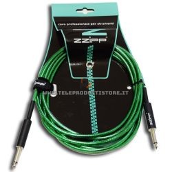 Zzipp Cavo Jack 6,3 mm. verde per strumenti 3 m. per chitarra basso mono sbilanciato