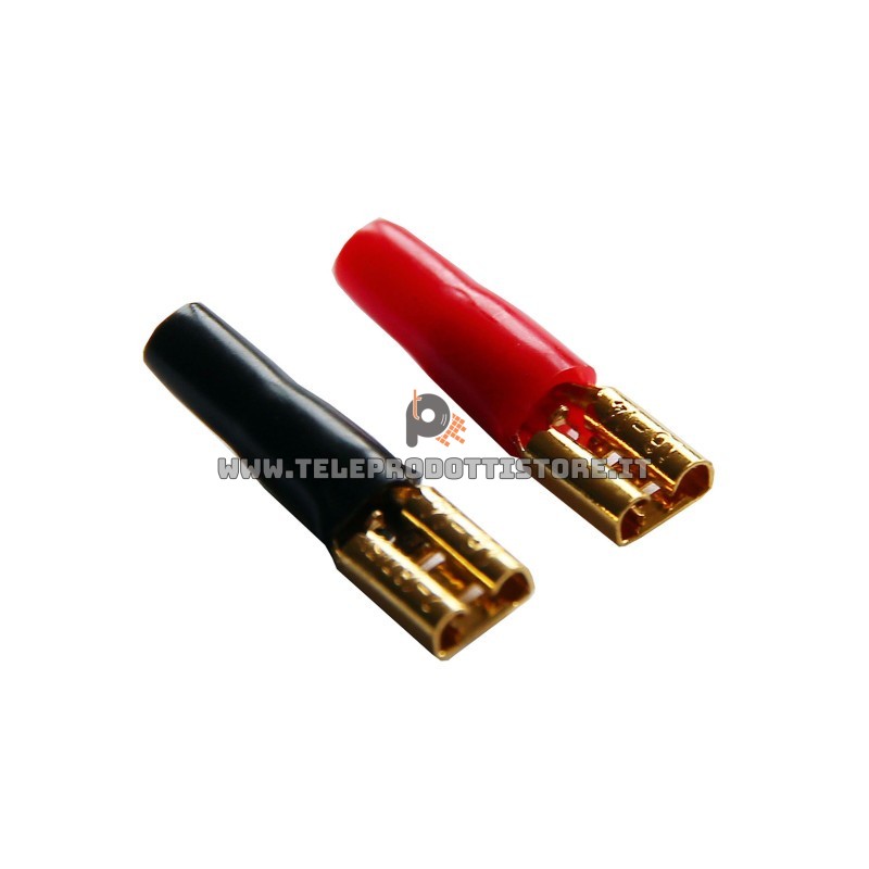 Set 4 Pz. connettori faston 4,8 mm. femmina dorati per altoparlanti woofer tweeter