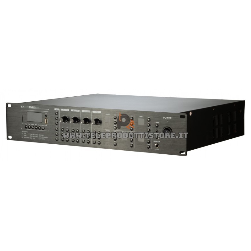Zzipp ZZONE ZZONE6120PA Amplificatore mixer lettore usb/bt/fm da 120w a 6 zone