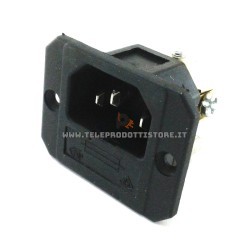 Presa di alimentazione IEC C16 VDE maschio da pannello 3 poli con portafusibile HIFI