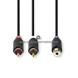 Cavo ad Y sdoppiatore RCA femmina su doppio RCA maschio adattatore di segnale