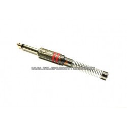 Connettore jack 6,3 mono maschio cromo per segnale audio sbilanciato TS rosso