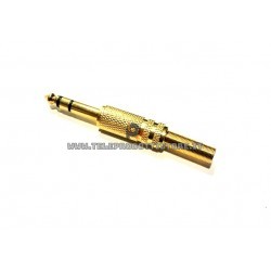 Spinotto connettore Jack 6.3 bilanciato stereo TRS gold in metallo 6,3 mm.