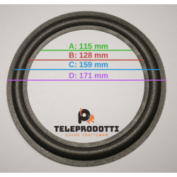 BRP171K kit 2 Sospensioni di ricambio per woofer midrange in foam bordo e colla 170 mm. 17 cm.
