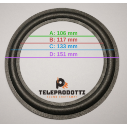 BRP160AK kit 2 Sospensioni di ricambio per woofer midrange in foam bordo e colla 165 mm. 16,5 cm.