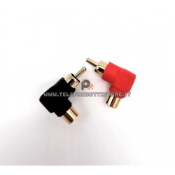 Coppia Adattatore RCA a 90 gradi curvo maschio femmina rosso nero Placcato oro 24k