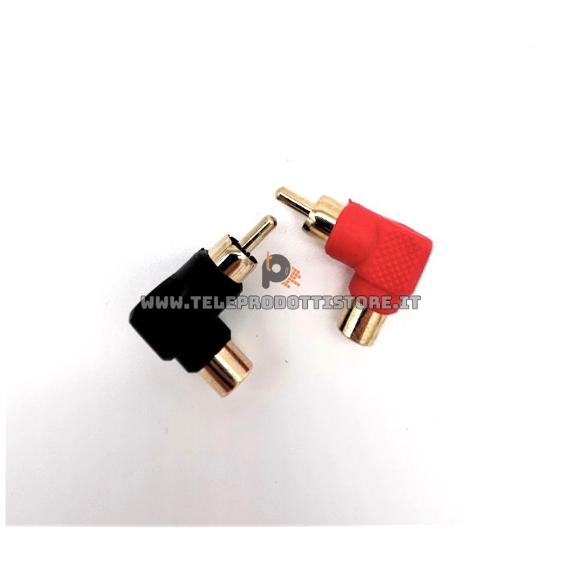 Coppia Adattatore RCA a 90 gradi curvo maschio femmina rosso nero Placcato oro 24k