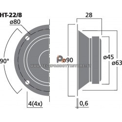 HT-22/8 Monacor Tweeter in carta a cono 90mm 8 Ohm HT22/8