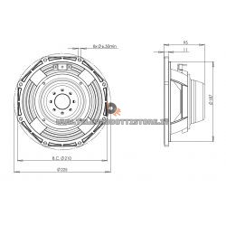 B&C Speakers 8MDN51 8 ohm Mid-bass altoparlante 8" neodimio 400W 8MDN51-8