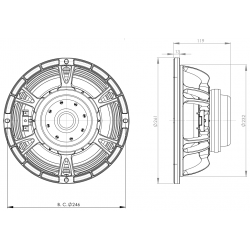 B&C Speakers 10NW76 8 ohm woofer altoparlante 10" neodimio 800W 10NW76-8