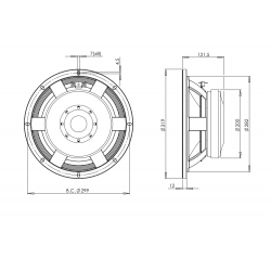 B&C Speakers 12PLB100 8 ohm woofer altoparlante 12" ferrite 1200W 12PLB100-8