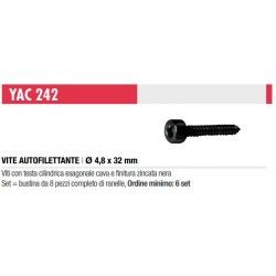 YAC242 Ciare kit 10 pz. viti autofilettanti nero testa esagonale vite 4,8x32 mm.