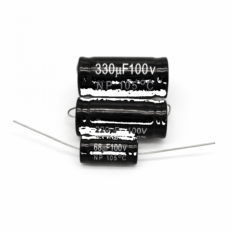 Condensatore 22 uF elettrolitico assiale 100V per filtro crossover