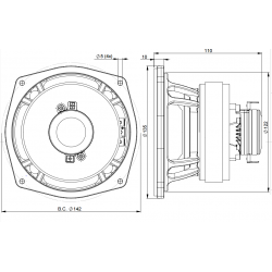 B&C Speakers 5FCX44 8 ohm altoparlante coassiale 5" ferrite (LF) neodimio (HF)  200W 5FCX44-8