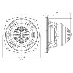 B&C Speakers 5CXN44 8 ohm altoparlante coassiale 5" neodimio 300W 5CXN44-8