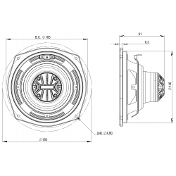 B&C Speakers 6CXN36 8 ohm altoparlante coassiale 6" neodimio 200W 6CXN36-8