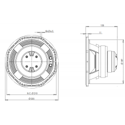 B&C Speakers 8CX21 8 ohm altoparlante coassiale 8" ferrite 400W 8CX21-8