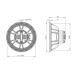 B&C Speakers 12HCX76 8 ohm altoparlante coassiale 12" neodimio 700W 12HCX76-8