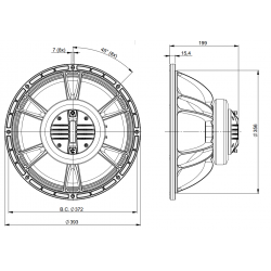 B&C Speakers 15FCX76 8 ohm altoparlante coassiale 15" ferrite 800W 15FCX76-8