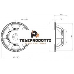 B&C Speakers 15PS76 8 ohm woofer subwoofer 15" ferrite 1100W 15PS76-8