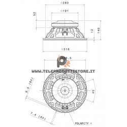 12FH530 FaitalPRO Woofer ferrite 12" 500 W 98 dB 8 Ohm