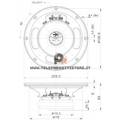 8FE200 Faital PRO Woofer 8" 20 cm 260 W 8 Ohm auto spl 8FE200-8