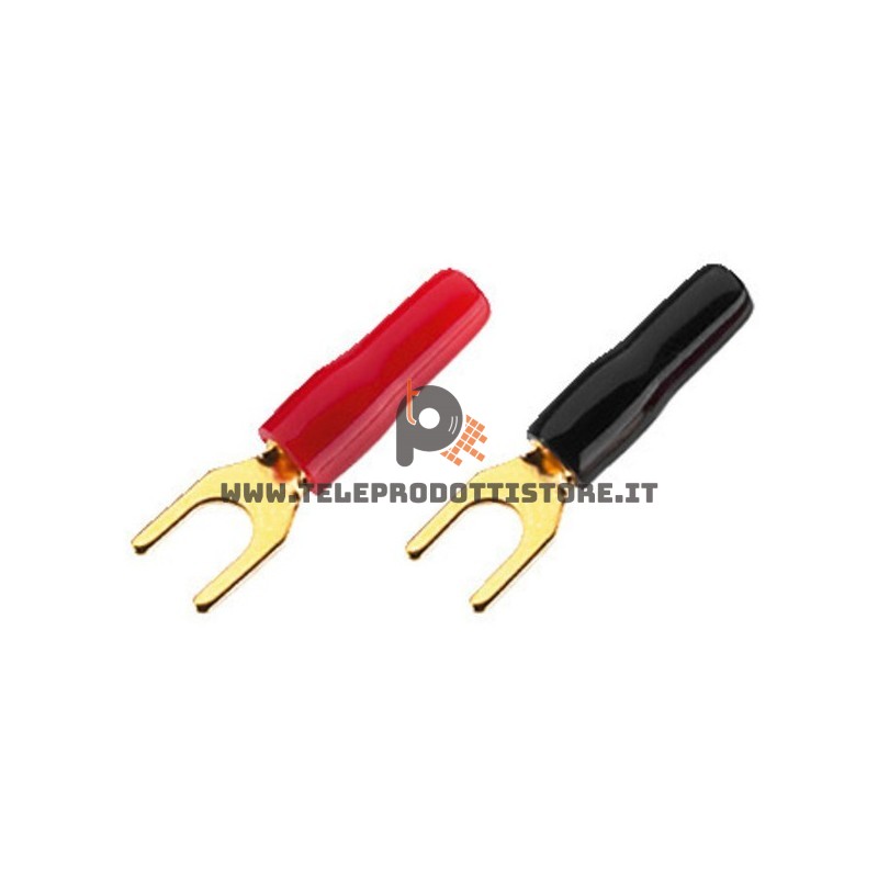 Set 4 pz. capicorda a forcelle 4,5x7.2mm terminali per amplificatore HiFi casse forcella