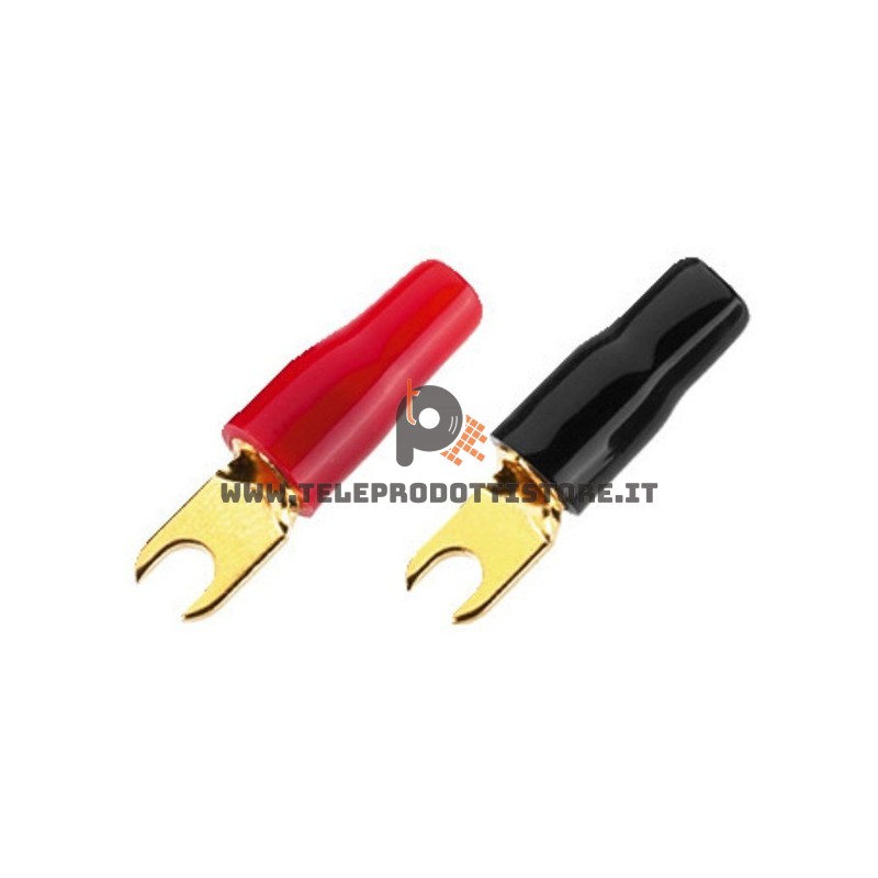 Set 4 pz. capicorda a forcelle 4,7x8,2mm terminali per amplificatore HiFi casse forcella