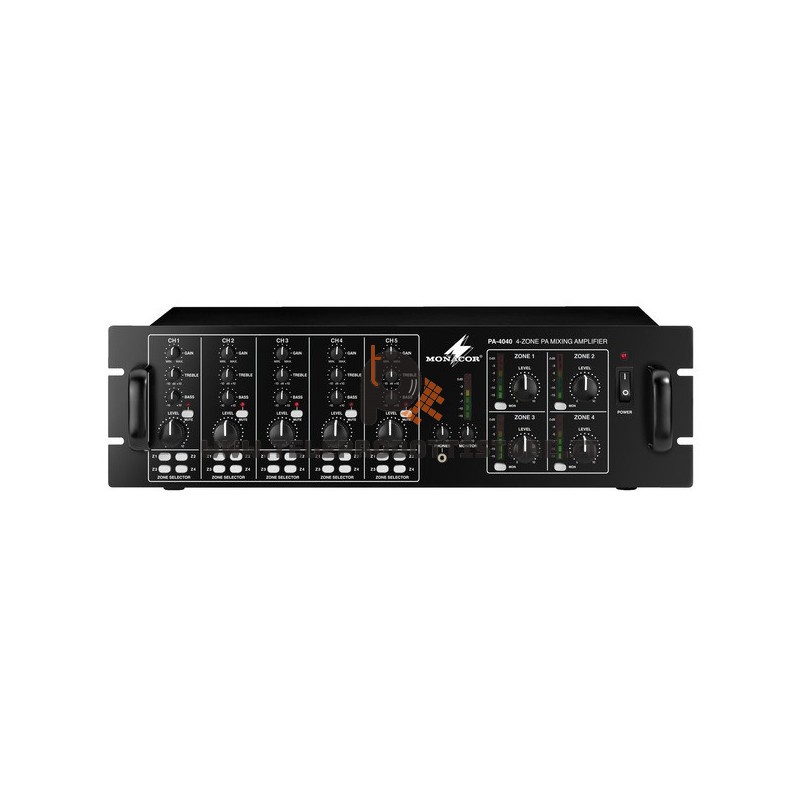 PA-4040 Monacor AMPLIFICATORE mixer 4 ZONE INDIPENDENTI 100V 4x40W mono 4 canali