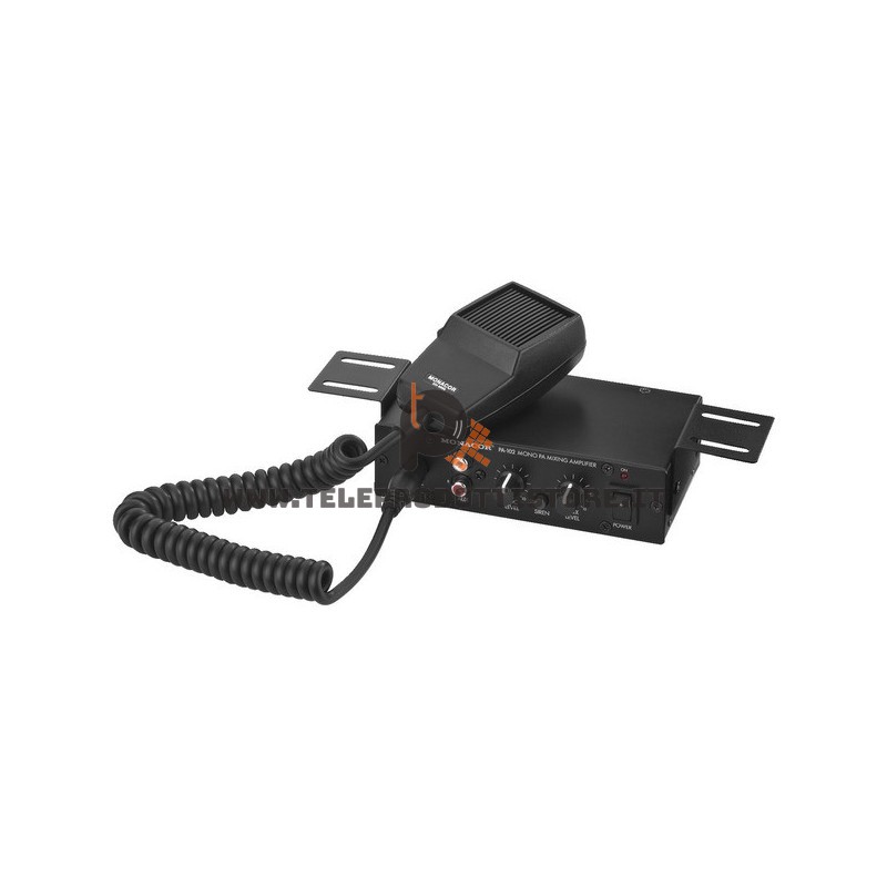 PA-102 Monacor Amplificatore mixer PA mono 12V microfono per annunci su autovetture