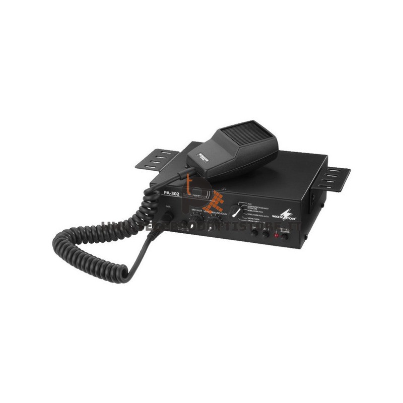 PA-302 Monacor Amplificatore audio per trombe con microfono 12V 24V PA302 ambulanti