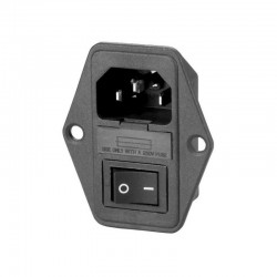 Connettore presa di alimentazione IEC C16 VDE da pannello con porta fusibile ed interruttore nero