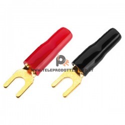Set 4 pz. capicorda a forcelle 4,7x8mm terminali per amplificatore HiFi casse forcella